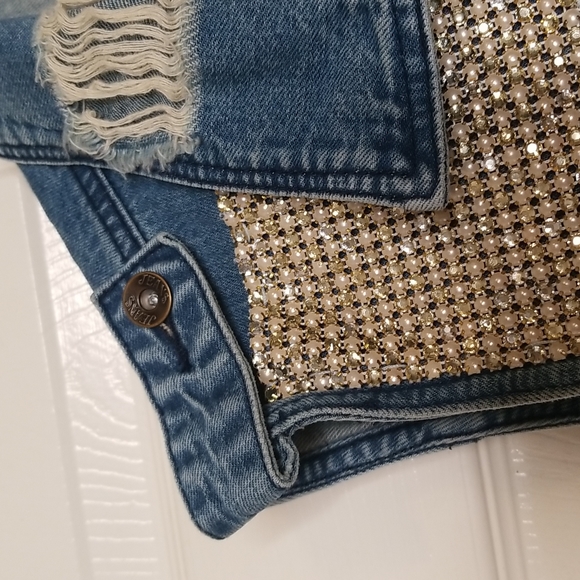 L&B Blue Jean Denim Sleeveless Distressed Vest Jacket Size Large - Picture 5 of 12